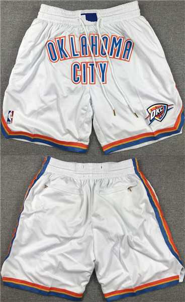 Men%27s Oklahoma City Thunder White Shorts->nba shorts->NBA Jersey